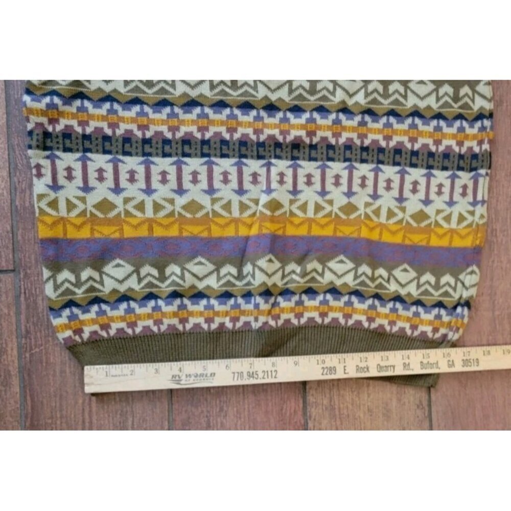 Fiume Sweater Pullover Ribbed Long Sleeve Geometric Aztec XL Vintage Pattern - Picture 7 of 8